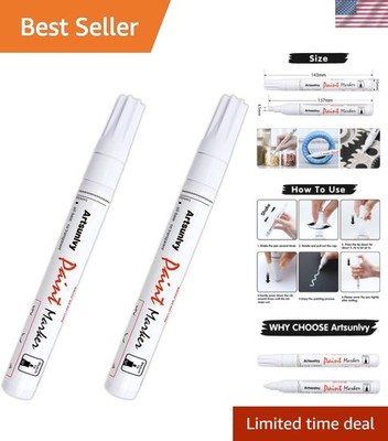 White Oil-Based Quick-Dry Paint Pens - 2 Pack for Smooth Marking on All Surfaces