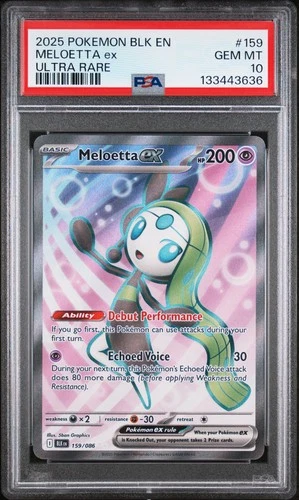 2025 POKEMON BLK EN-BLACK BOLT ULTRA RARE #159 MELOETTA EX PSA 10