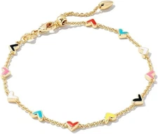 New Kendra Scott Haven Heart Gold Pink Crystal Chain Bracelet