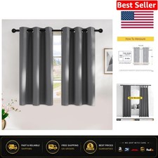Elegant Grey Blackout Curtains - Thermal Insulated Drapes, 2 Panels, 42"W x 45"L