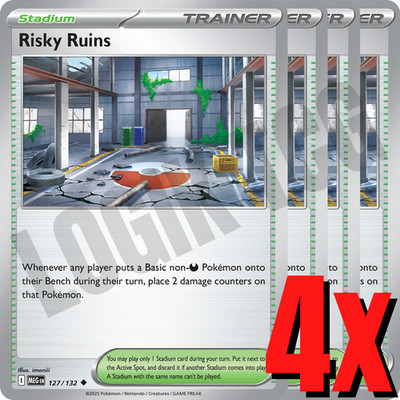 4x Risky Ruins 127/132 x4 - Mega Evolutions - Pokemon TCG - Playset