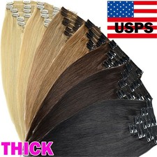 10PCS 190g Clip In 100 Real Human Hair Extension Double Weft Full Head Any Color
