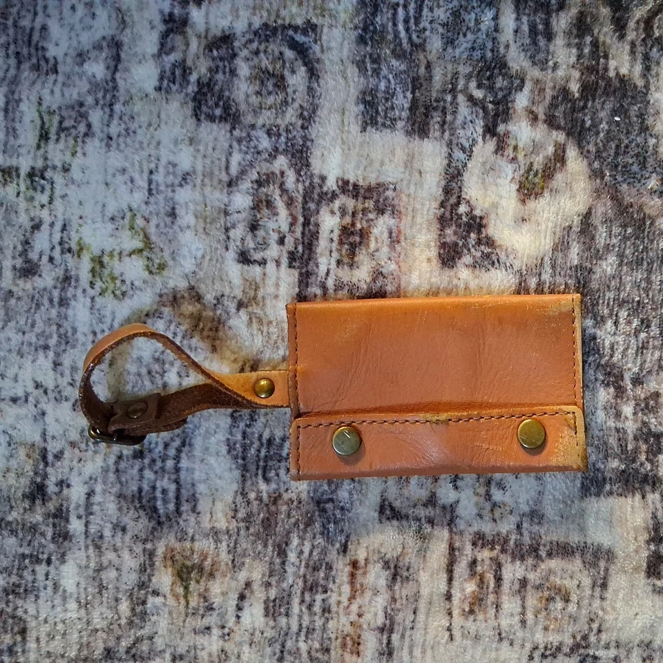 Vintage Hartmann Leather Luggage Tags Snaps Folding Address card holder Used - Image 3 of 4