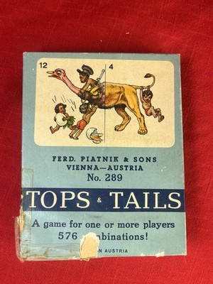Tops And Tails Matching Game 1920-30's original box Card Game Fantasy Animal Mix