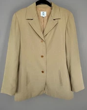 Vintage Renfrew Long Sleeve Collar Button-Up Lined Tan Blazer Shoulder Pads 10