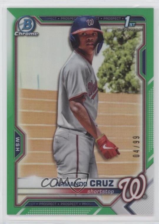 2021 Bowman Chrome Prospects Green Refractor 4/99 Armando Cruz #BCP-247 7m3