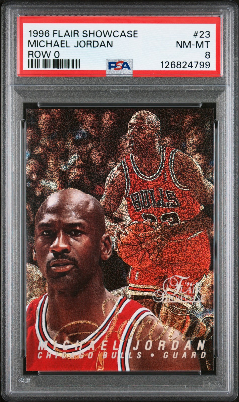 1996 FLAIR SC ROW 0 #23 MICHAEL JORDAN PSA 8