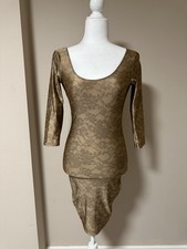 By Antropologies Low Back Brown Floral Stretch Midi Dress size Small no tags