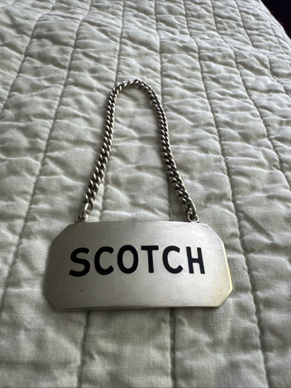 Vintage Sterling Silver Bottle Tag “925-R” Hallmark SCOTCH