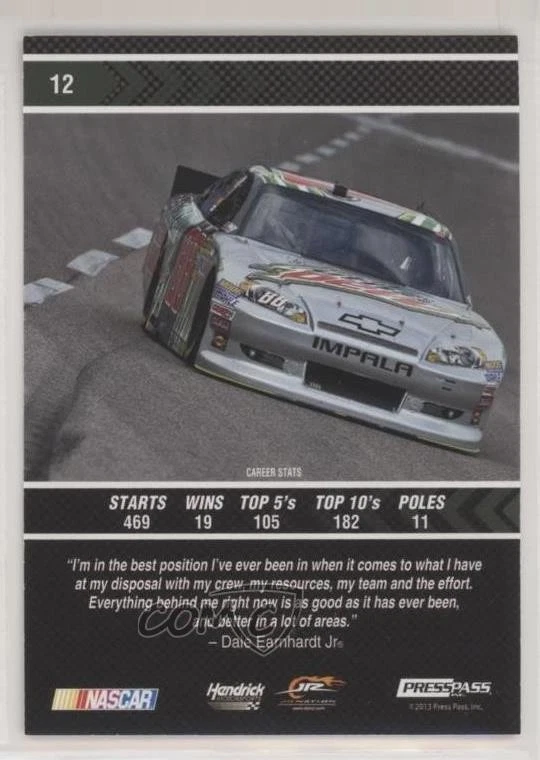 2013 Press Pass Total Memorabilia Platinum /99 Dale Earnhardt Jr #12 HOF - Image 2 of 2