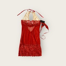 Frederick's of Hollywood Hannah Red Lace Chemise and G-String Large Womens