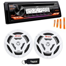 JVC KD-T91MBS Marine CD BT USB CS-DR6201MW 6.5" White Marine Speakers