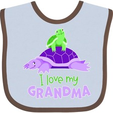 Inktastic I Love My Grandma Cute Turtle Family Baby Bib Turtles Grandchild Green