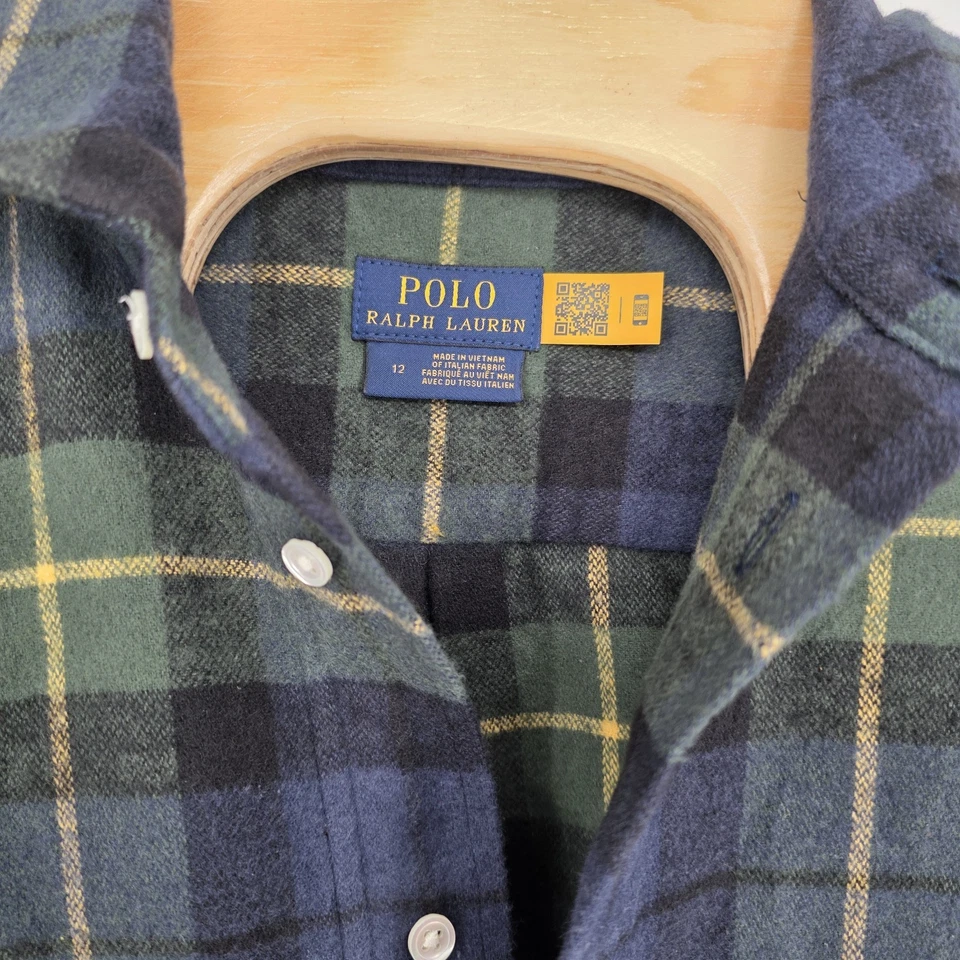 NUEVO SIN ETIQUETAS POLO RALPH LAUREN Flecos MUJERES 12 CUADROS Algodón Vestido Camisa Fiesta de Navidad  Foto 2 de 4