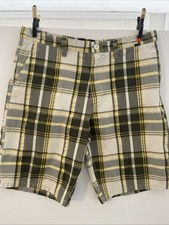 Hurley Plaid Bermuda Shorts Big H Embroidered Logo Mens Size 32