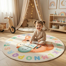 TinyHug ABC Round Rug 47" - Educational Alphabet Play Mat for Kids Montessori