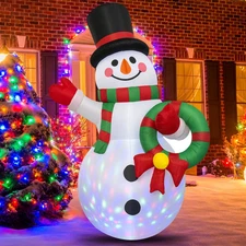 5 FT Christmas Inflatables Snowman Outdoor Decoration with Leds Light, Holding G