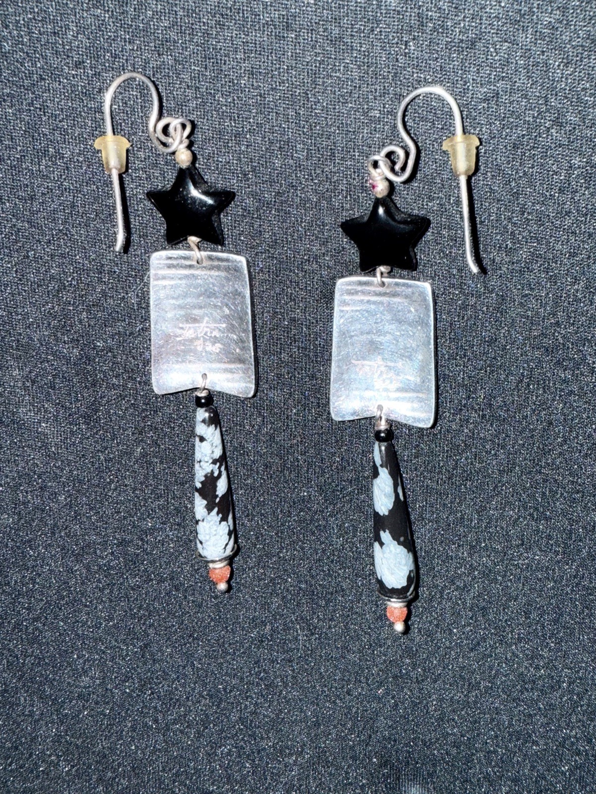 Tabra Signed Handcrafted Star and Rectangle Dangl… - image 1