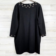 Chico's Black Dress Size 4/US 20 Gold Grommet Long Sleeve Career Casual Sheath