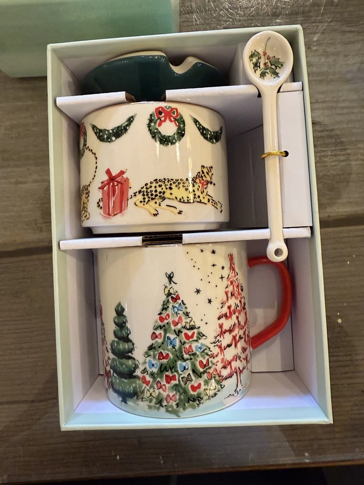 Anthropologie Christmas ‘Tis The Season Sugar Pot and Creamer by Susannah Garrod - Image 2 of 4