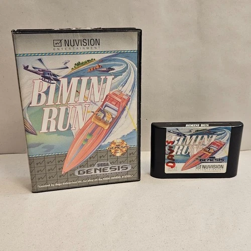 Vintage 1990 Bimini Run Sega Genesis Case Cartridge Nuvision NO MANUAL