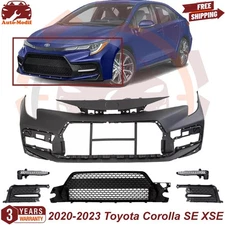 Front Bumper Cover Primed & Grille Assembly For 2020-2023 Toyota Corolla SE XSE