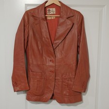 Arbilro Leather Orangish Red Coat Made in Spain Men's Size S-M