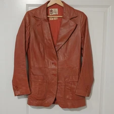 Arbilro Leather Orangish Red Coat Made in Spain Men's Size S-M