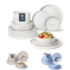 Geschirr Set Loik 18 tlg Steinzeug matt glasiert 6 Personen Service Teller Ylvii