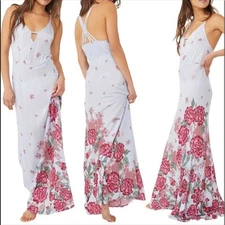 Free People NWT Get To You Floral Maxi Dress Hydrangea Combo Size XS Smocked