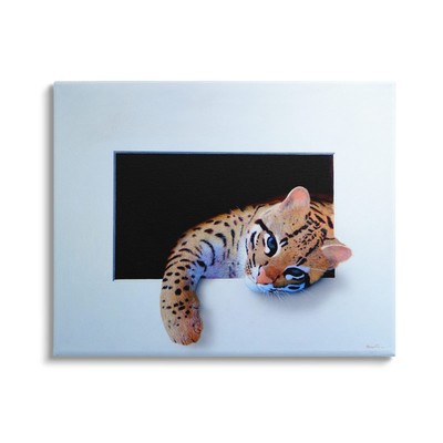 Baby Ocelot Cat Relaxing Paw Dark Mysterious Space, Design by Alan Weston
