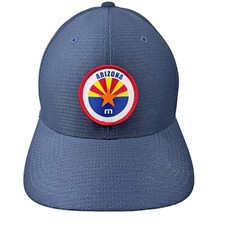 TravisMathew Arizona Flag Patch Hat L/XL Flexfit Golf Baseball Cap Gray Blue