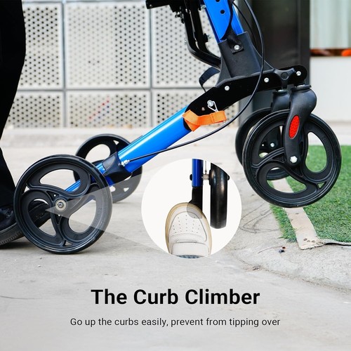 Folding Rollator Walker with Seat 9KG Lightweight Mobility Walkers All-Terrain - Picture 6 of 6