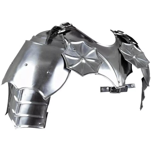 Medieval Steel Larp Warrior Gothic Pair Of Pauldrons Shoulder Armor Halloween - Picture 2 of 3