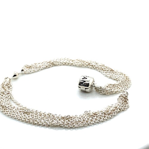 Genuine Pandora Stg Silver Multi-Strand One Station Clip Bracelet 23cm 591701-23 - Picture 3 of 9