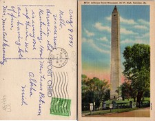 Jefferson Davis Monument 351 Ft. High Fairview KY Postcard Used 49377