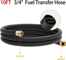 10FT 3/4" Fuel Transfer Hose for Dispensing Gasoline Diesel Kerosene Black