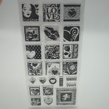 INKADINKADO Clear Acrylic Stamps 23 Piece Set 98840 Hearts Flowers Love