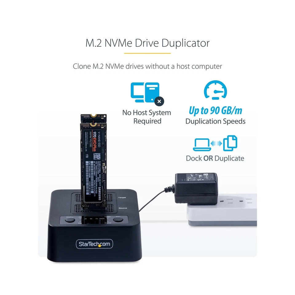 StarTech.com 1:1 M.2 NVMe Drive Duplicator, 90GBpm Standalone M.2 SSD Cloner/... - Image 2 of 4