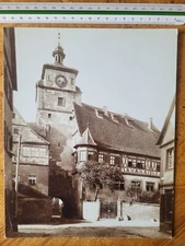 Photograph on cardboard Rothenburg ob der Tauber Middle Franconia, White Tower 1880