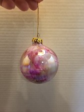 4  Glass Ball Christmas Ornament Multicolor Pink/ White/ Gray/Silver