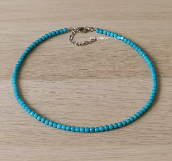 Натуральный 3 мм бирюзовый ошейник бусина королева ожерелье исцеления Рейки энергии подарки - Изображение 4 из 4