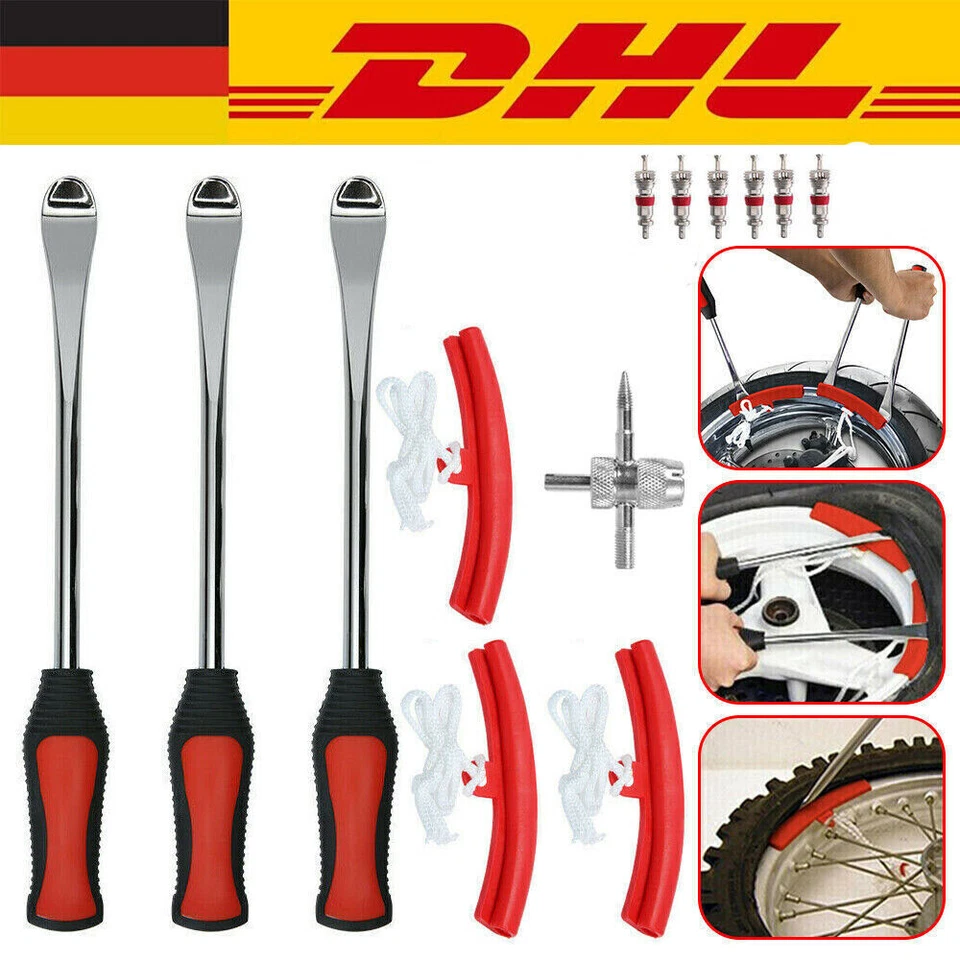 MARKENLOS 29tlg Reifenheber Reifenwechselset Montierhebel Montiereisen Set Für Motorrad DE
