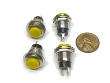 4 Pieces Yellow small N/O Momentary 12mm push button Switch round 12v on off