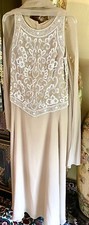 Sequin/Bead Embellished Top Beige Long Ball Gown No Tag Check Descr  Pics E C 