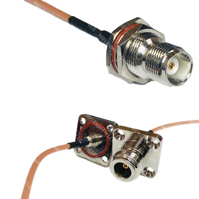 RG316 TNC FEMALE BULKHEAD to N Female Flange O-Ring RF Cable Rapid-SHIP LOT