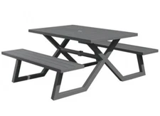 Vivere Banquet Deluxe 5ft Aluminum Picnic Table in Charcoal