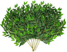 24Pcs Italian Ruscus Greenery Stems, 27.6In Artificial Green Leaf Garland Vin...