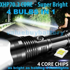 Super Bright Powerful Flashlight XHP70.2 Rechargeable Zoom Torch