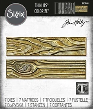 New Retired Sizzix Thinlits Woodgrain Colorize 7pc #665860 Retail $36.99 T Holtz